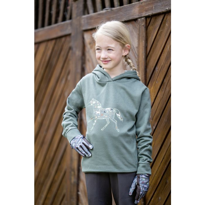 Bluza dziecięca z koniem HKM Junior Judy zaprezentowana przez modelkę