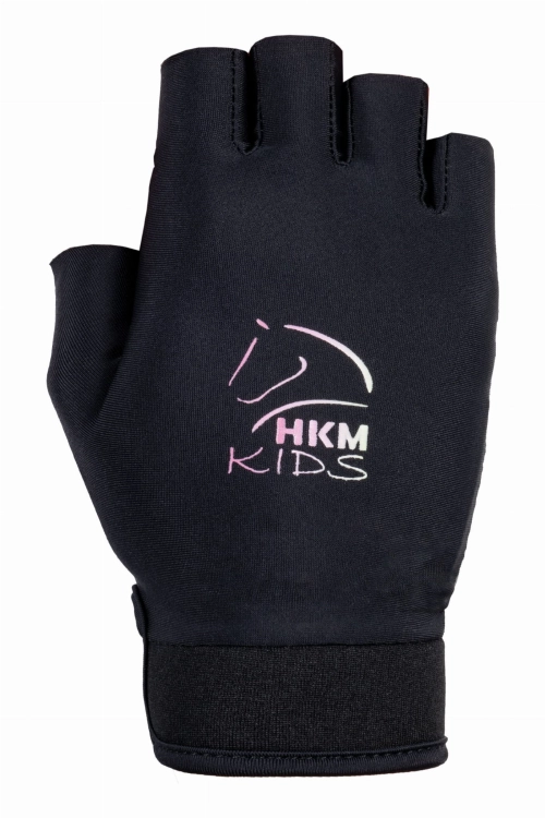 Rękawiczki do hobby horsingu HKM Junior w kolorze czarno-szarym