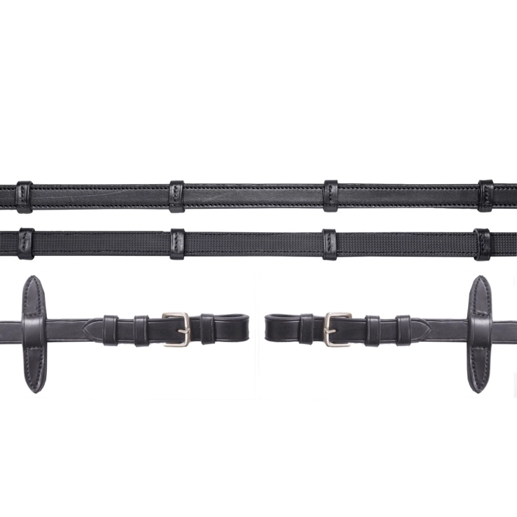 Wodze skórzane antypoślizgowe Schockemohle Grip w kolorze black/silver