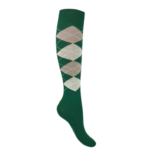 Podkolanówki jeździeckie York Karo w kolorze zielono-beżowym