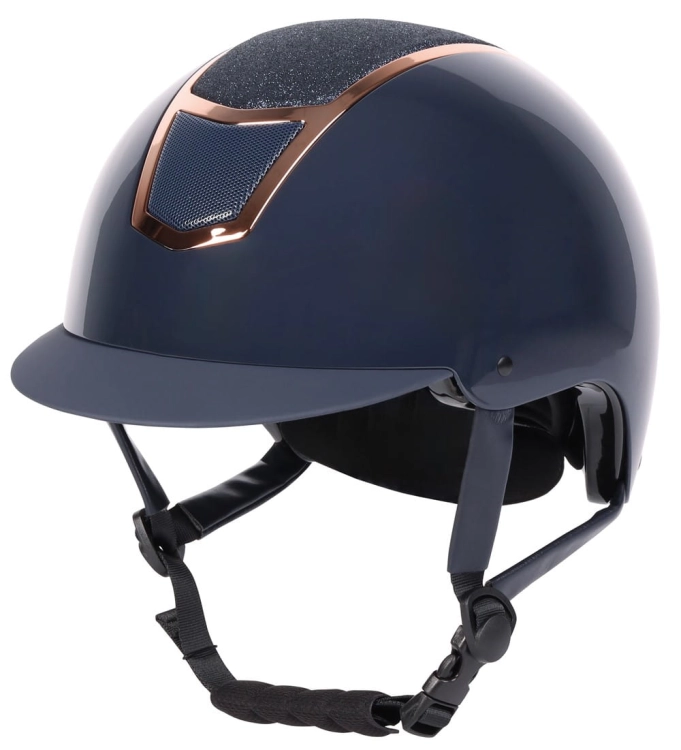 Kask jeździecki z wąskim daszkiem Harry's Horse Matternhorn w kolorze navy/rosegold