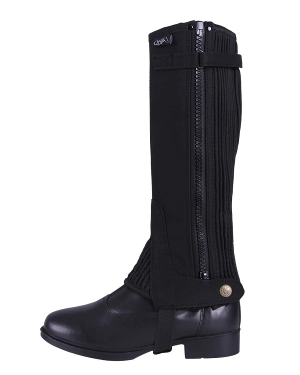 Czapsy jeździeckie dla dzieci w kolorze czarnym QHP Suede Junior