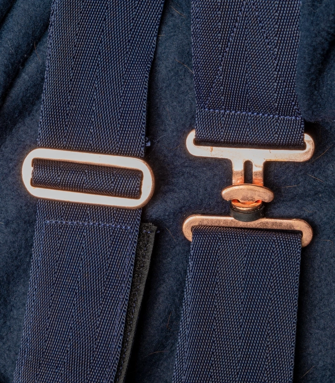 Derka polarowa z elementami rosegold Waldhausen Modern Rose w kolorze granatowym na koniu