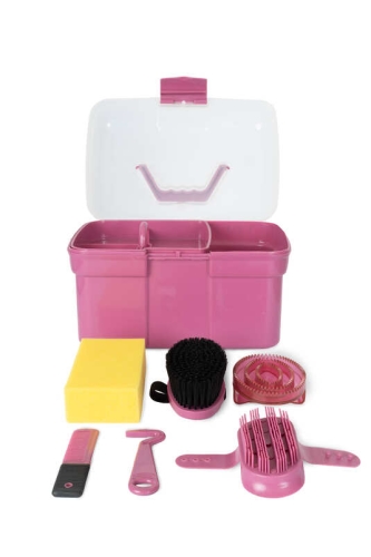 HORZE skrzynka z wyposażeniem KIDS red violet