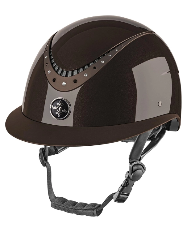 Kask jeździecki z szerokim daszkiem Fair Play Apoleus W-V Shiny w kolorze brązowym