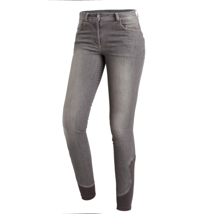 Bryczesy jeansowe Schockemöhle Delphi Jeans w kolorze szarym widoczne z przodu