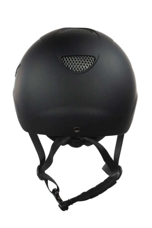 Kask jeździecki Horze Orbital w kolorze czarnym widoczny z tyłu