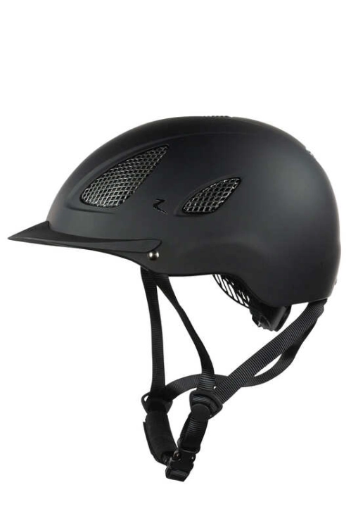 Kask jeździecki Horze Orbital w kolorze czarnym widoczny z boku