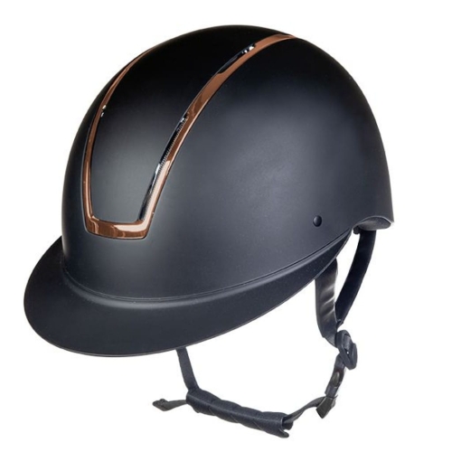 Kask jeździecki w kolorze czarnym z elementami rosegold HKM Lady Shield
