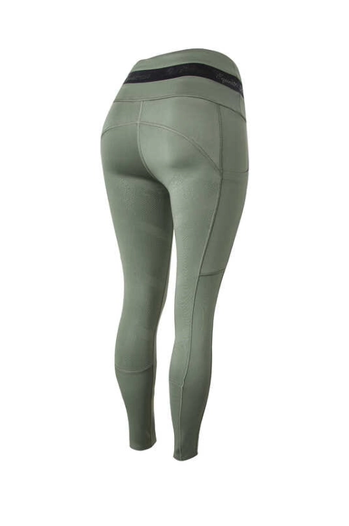 Legginsy do jazdy konnej B Vertigo Caitlin w kolorze zielonym widoczne z tyłu