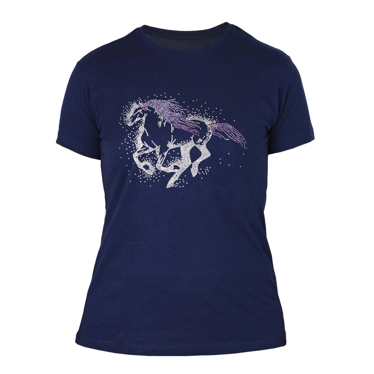 T-shirt jeździecki York Shiny Horse w kolorze granatowym