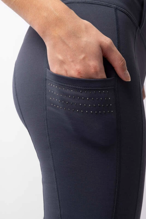 Legginsy jeździeckie zimowe z kryształkami Horze Serena w kolorze granatowym