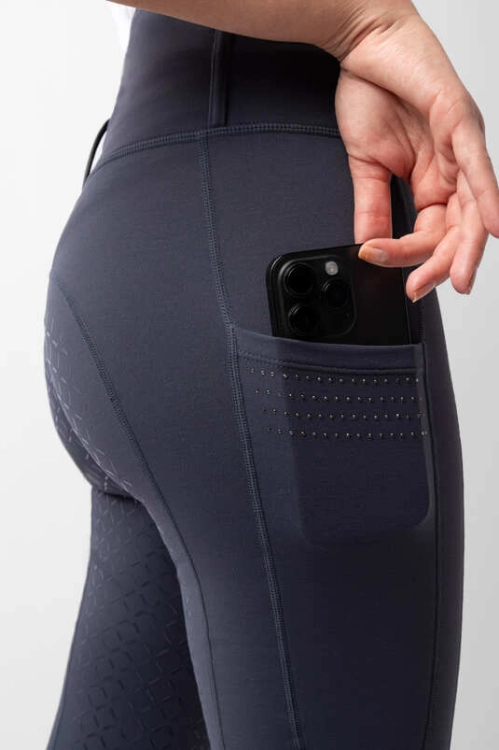 Legginsy jeździeckie zimowe z kieszenią na telefon Horze Serena w kolorze granatowym