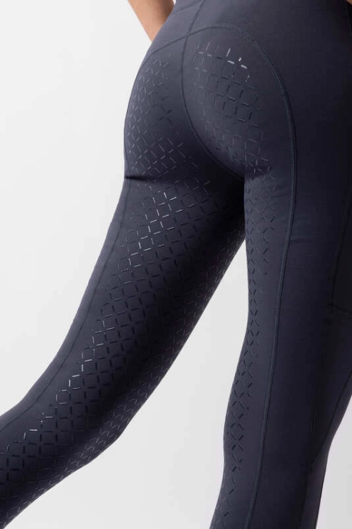 Legginsy jeździeckie zimowe z pełnym lejem Horze Serena w kolorze granatowym widoczne z przodu