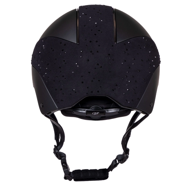 Kask jeździecki QHP Ohio w kolorze black widoczny z tyłu
