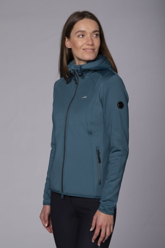 Bluza jeździecka damska Schockemohle Sonia w kolorze cardamon widoczna z przodu, zaprezentowana przez modelkę
