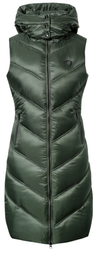 Długa kamizelka jeździecka Covalliero w kolorze opal green widoczna z przodu