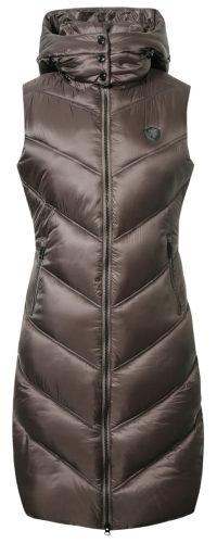 Długa kamizelka jeździecka Covalliero w kolorze Coffe widoczna z przodu