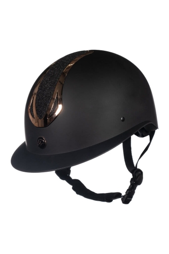 Kask jeździecki HKM Illusion w kolorze czarnym z elementami rosegold