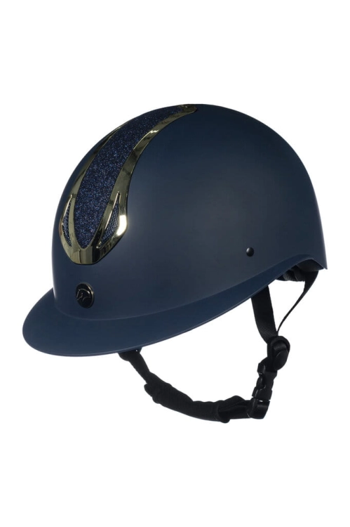 Kask jeździecki HKM Illusion w kolorze granatowym z elementami złotymi