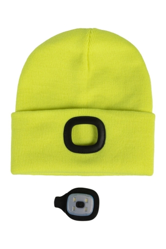 Czapka z wyjmowaną latarką HKM Honey w kolorze neon yellow