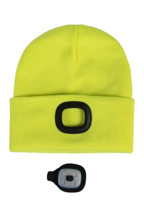 Czapka z wyjmowaną latarką HKM Honey w kolorze neon yellow