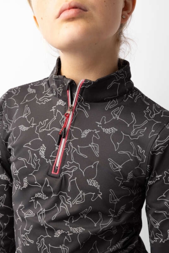 Koszulka jeździecka ze stójką termiczna Horze Pegasus w kolorze caviar black