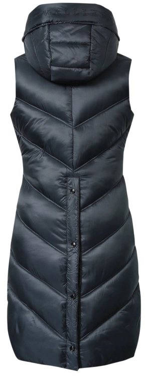 Kamizelka jeździecka długa Covalliero w kolorze dark navy widoczna z tyłu