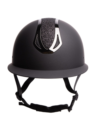 Kask do jazdy konnej Harry's Horse PRO F1 Mat Sparkle w kolorze czarnym widoczny z przodu