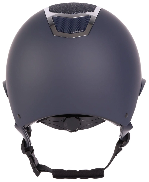 Kask jeździecki Harry's Horse Mont Sparkle w kolorze granatowym/srebrnym widoczny z tyłu
