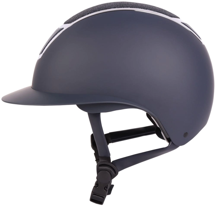 Kask jeździecki Harry's Horse Mont Sparkle w kolorze granatowym/srebrnym widoczny z boku
