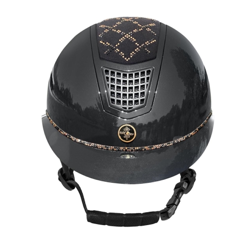 Kask jeździecki z szerokim daszkiem Fair Play Quantinum W-V Spotlight Shiny w kolorze czarnym