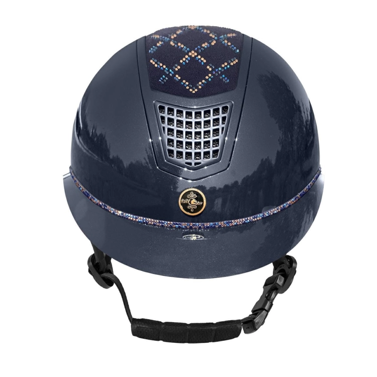 Kask jeździecki z szerokim daszkiem Fair Play Quantinum W-V Spotlight Shiny w kolorze granatowym