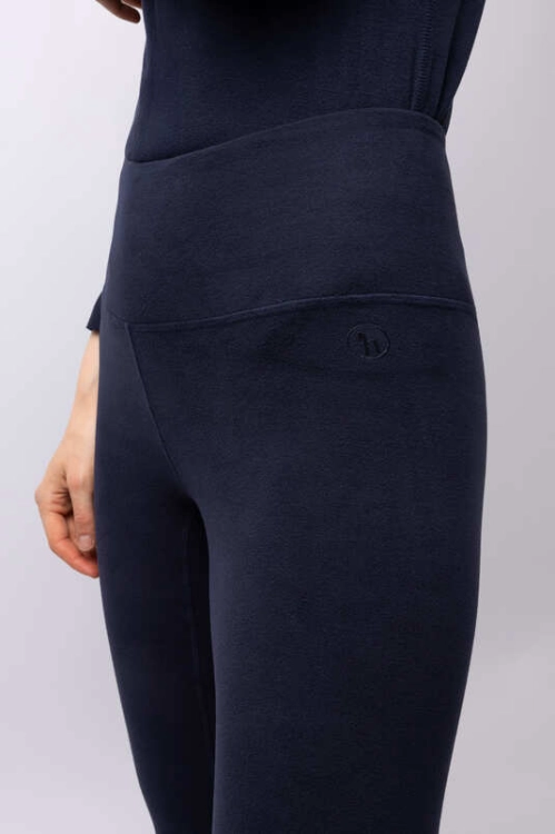 Legginsy z mikropolaru Horze Tess w kolorze polar blue widoczne z przodu