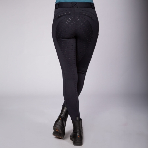 Breginsy zimowe Schockemohle Termo Tights w kolorze deep night zaprezentowane przez modelkę, widoczne z tyłu