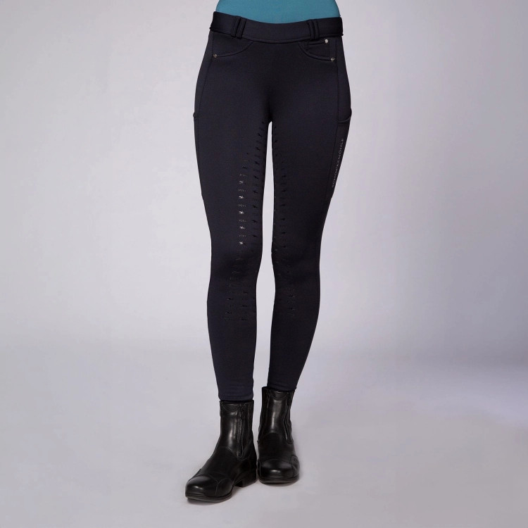 Breginsy zimowe Schockemohle Termo Tights w kolorze deep night zaprezentowane przez modelkę