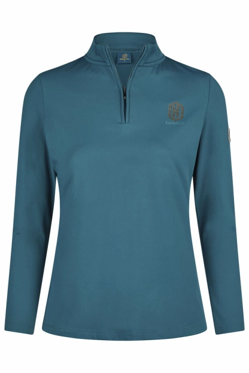 Koszulka treningowa damska Eskadron Half-Zip w kolorze vintage green widoczna z przodu