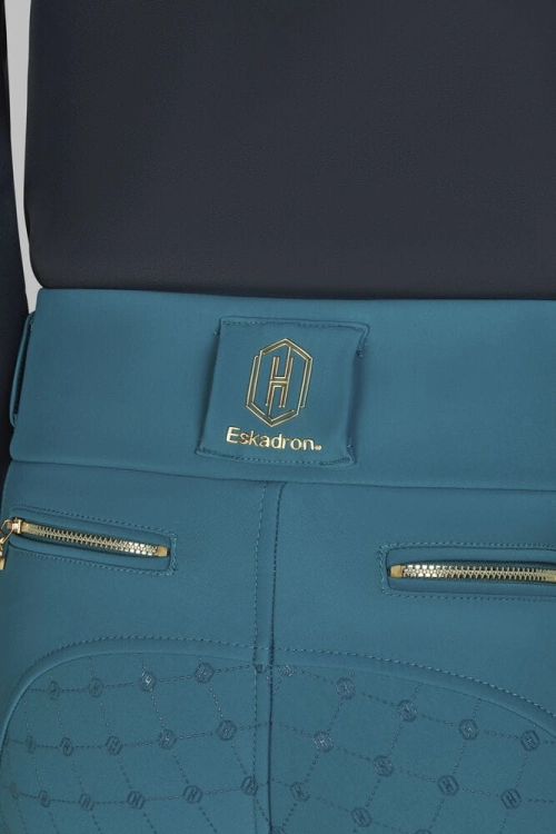 Leginsy jeździeckie ze złotym logo Eskadron Heritage PRO w kolorze vintage green