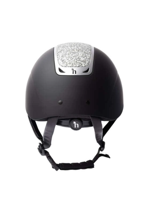 Kask jeździecki z szerokim daszkiem Horze Arix II Crystal w kolorze czarnym i srebrnym
