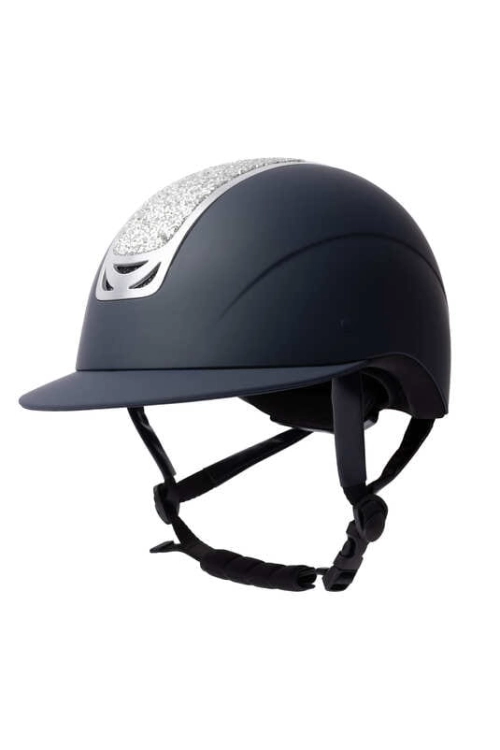 Kask jeździecki Horze Arix II Crystal w kolorze granatowym i srebrnym
