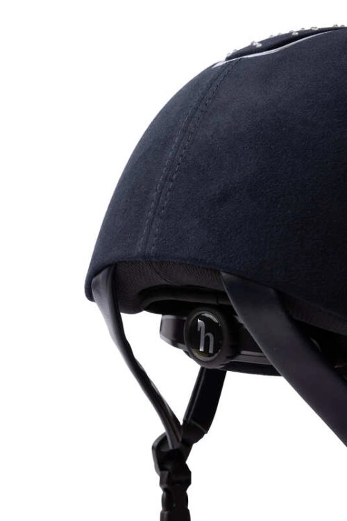 Granatowy kask jeździecki z regulacją Horze Solara II z kryształkami