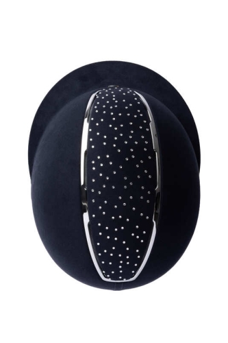 Granatowy kask jeździecki Horze Solara II z granatowymi  widoczny z góry