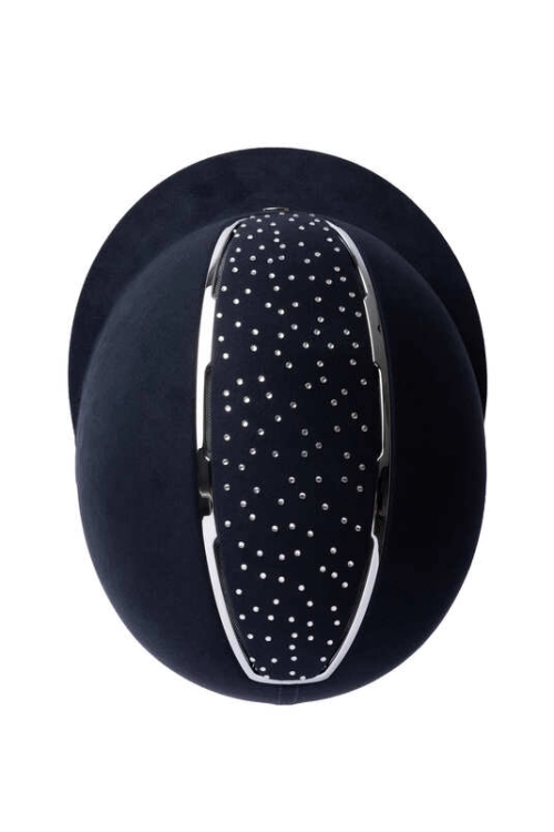Granatowy kask jeździecki Horze Solara II z granatowymi  widoczny z góry