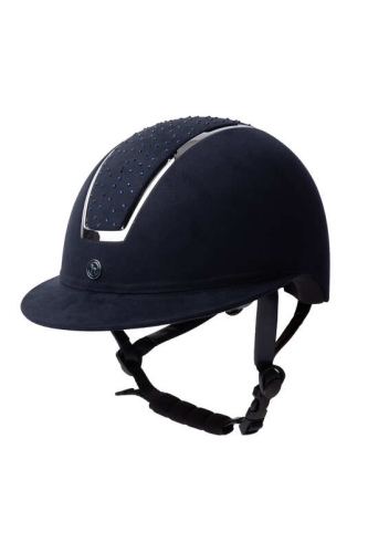 Granatowy kask jeździecki Horze Solara II z granatowymi kryształkami