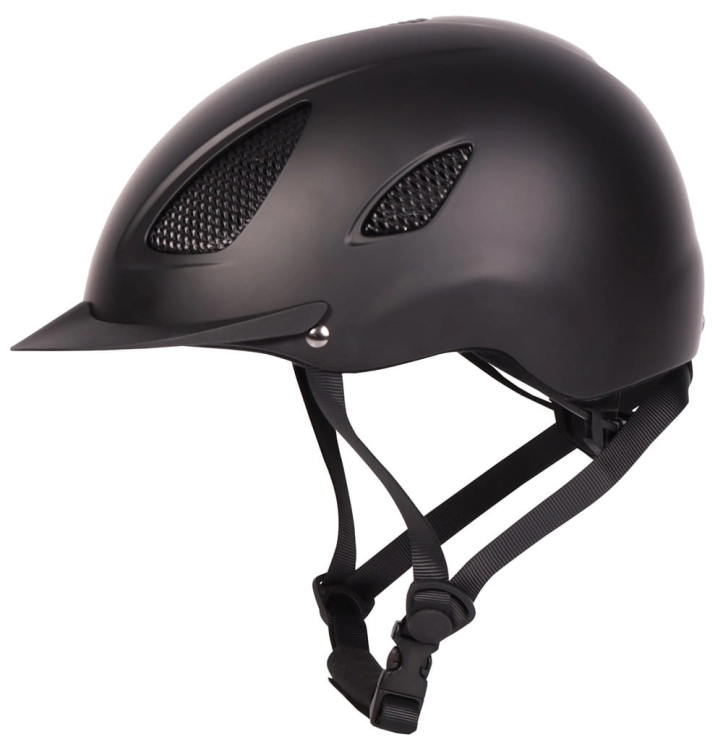 Czarny kask dla jeźdźca Harry's Horse Mount Blackburn z otworami wentylacyjnymi