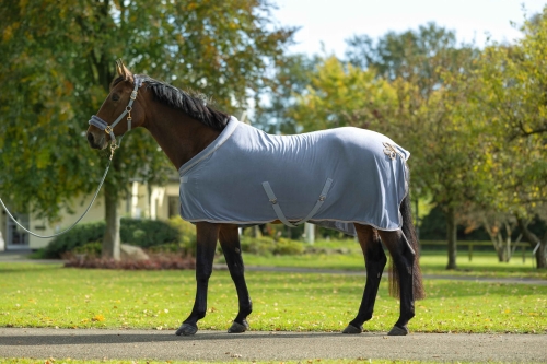 Derka polarowa HKM Glamour w kolorze szarym / rosegold na koniu