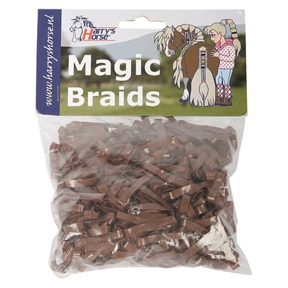 Brązowe gumki do zaplatania grzywy Harry's Horse Magic