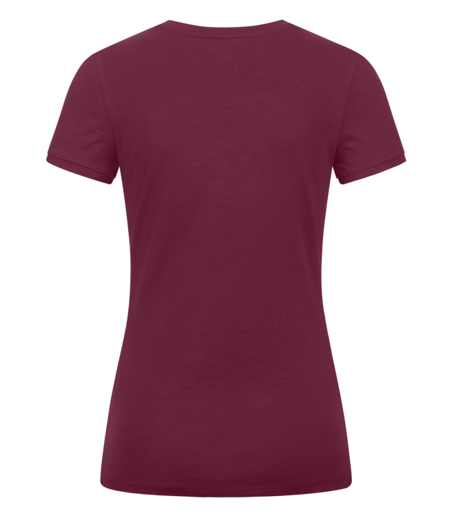 Koszulka jeździecka z krótkim rękawem ELT Perugia w kolorze velvet red widoczna z tyłu