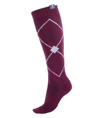 Skarpetki jeździeckie ELT Argyle w kolorze velvet red