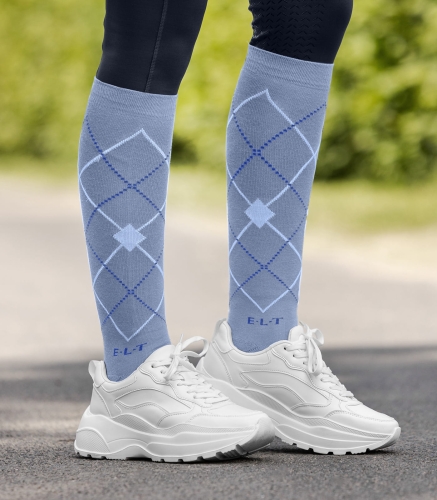 Podkolanówki jeździeckie ELT Argyle w kolorze blue grey